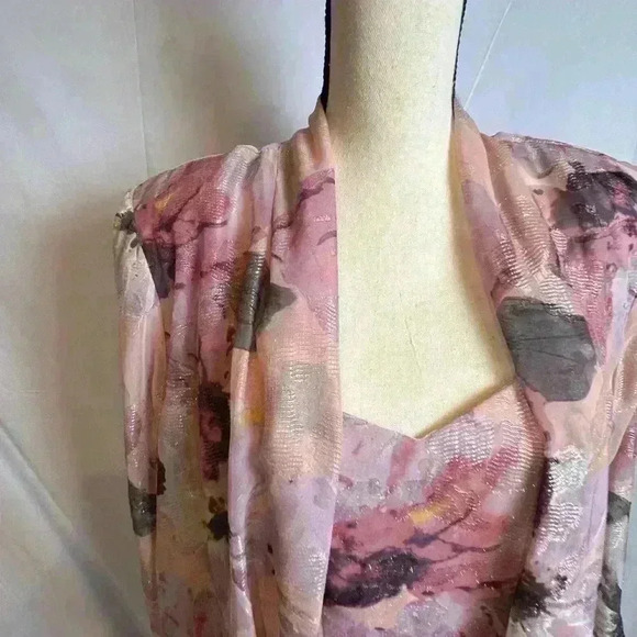 R&M Richards Pink Flower Embellished Lace Sheath Dress & Jacket (Size 18) - Picture 5 of 10